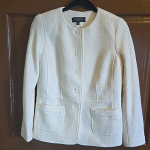 Talbots-Ivory wool blend short button down front jkt Sz 4P NWOT.